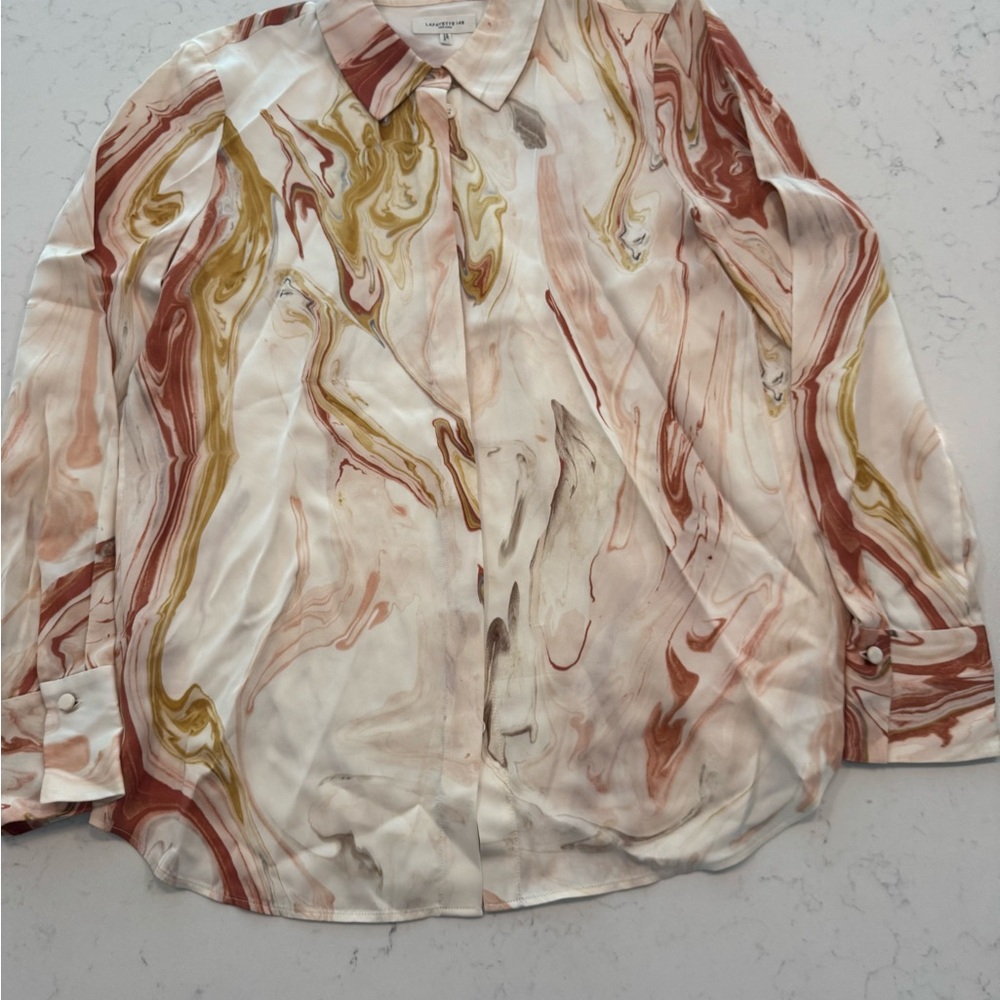 Lafayette 148 New York Womens  Small Blouse 100% Viscose Long Sleeve Button Up